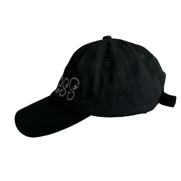 Vintage Y2K Get Lucky USA Princess Bedazzled Bling Baseball Cap Hat Black Womens - Picture 3 of 8